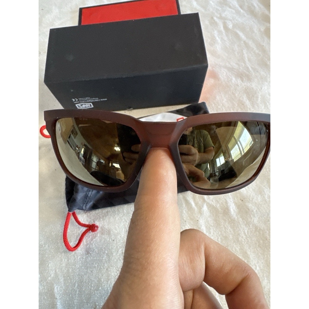 100% DAZE Sunglasses Brown Frame Gold Mirror Lens Made in Italy w/ Box &‎ Bag